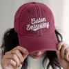 Embroidered Custom Text Pigment Dyed Hat, Personalized Dad Cap , Embroidery Logo Hat , Gift For New Dad Mom, Gift For Bride, Bachelorette