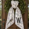 Personalized Dove Hunging Wreath Sash, Blue Toile Monogram Sash, Custom Bird Wreath Bow, Spring Hostess Gift, Cottage Farmhouse Wreath Decor
