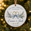 Personalized First Christmas Married Ceramic Ornament, Custom Names Wedding Date, Newlywed Couple Keepsake, Wedding Christmas Gift 2026