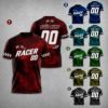Personalized Racing Shirt, Custom Racer Name & Number T-Shirt, Checkered Flag Race Tee, Motorsport Gift, Adult Kids Racing Team Shirt