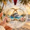 Personalized Honeymoon Cruise Ornament, Custom Newlywed Christmas Keepsake, Wedding Rings Cruise Gift, Couple Vacation Ornament, Beach Decor