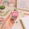 Picture of Personalized Teacher Shaker Badge Reel, Custom Name Acrylic ID Holder, Cute School Supplies Badge Clip, Teacher Gift, Back To School Gift