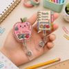 Picture of Personalized Teacher Shaker Badge Reel, Custom Name Acrylic ID Holder, Cute School Supplies Badge Clip, Teacher Gift, Back To School Gift