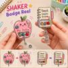 Picture of Personalized Teacher Shaker Badge Reel, Custom Name Acrylic ID Holder, Cute School Supplies Badge Clip, Teacher Gift, Back To School Gift