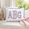 Picture of Personalized Embroidered Monogram Scalloped Pillow, Custom Appliqué Cushion, Nursery Decor, Preppy Dorm Room Gift
