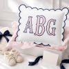 Picture of Personalized Embroidered Monogram Scalloped Pillow, Custom Appliqué Cushion, Nursery Decor, Preppy Dorm Room Gift