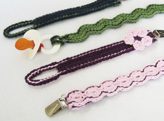 Picture of Pacifier Clips CROCHET PATTERN PDF instant Download dummy clips newborn gift baby shower baby boy baby girl pacifier clip