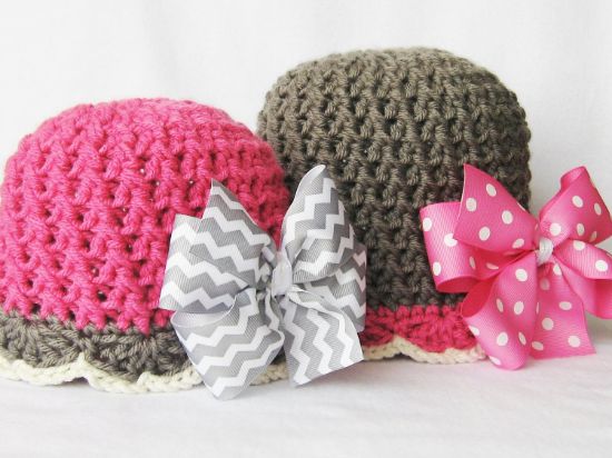 Picture of Hat CROCHET PATTERN - Bow-tastic Beanie & hair bow tutorial - Instant Download, crochet hat pattern, for girls, baby hat pattern, baby girl
