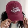 Picture of Embroidered Custom Text Pigment Dyed Hat, Personalized Dad Cap , Embroidery Logo Hat , Gift For New Dad Mom, Gift For Bride, Bachelorette