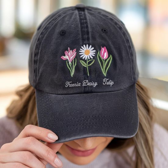 Picture of Embroidered Floral  FDT Pigment Dyed Dad Hat, Impeach President Dad Hat, Not My President Hat, Reproductive Rights Hat, Gift for Democrat