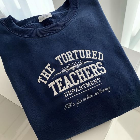 Picture of Embroidered Teachers Sweatshirt, Funny Teacher Shirt, Teacher Appreciation, Trendy Teacher Shirt, Funny Teacher Shirt