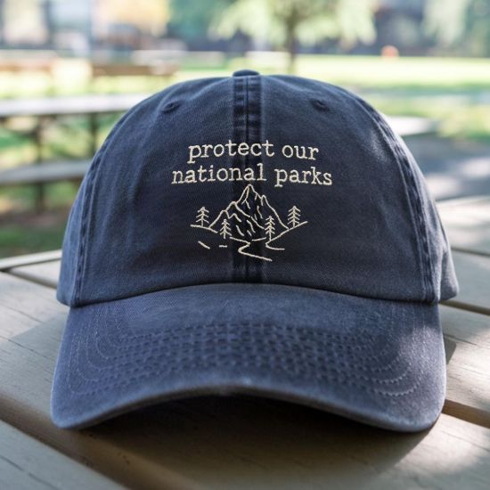 Picture of Embroidered Protect Our National Parks Hat, Pigment Dyed Park Lover Hat, Nature Lover Gift, Conservation Gift, Nature Lover Gift