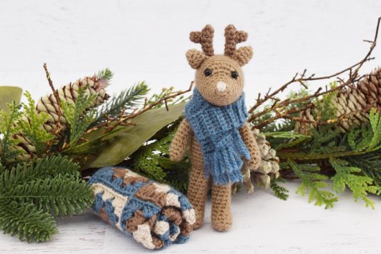 Picture of CROCHET PATTERN - Chestnut the Deer - amigurumi toy crochet doll reindeer granny square blanket deer stuffed animal pdf digital pattern