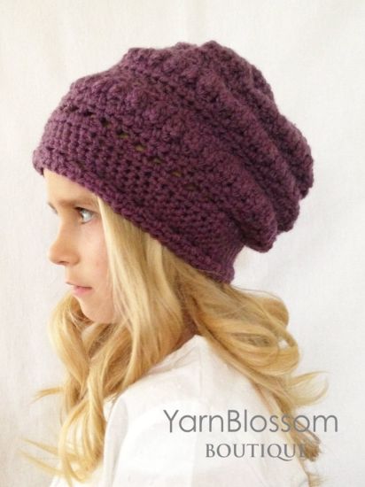 Picture of Crochet Hat PATTERN - The Slouchy Beanie - Instant Download PDF pattern girl winter hat