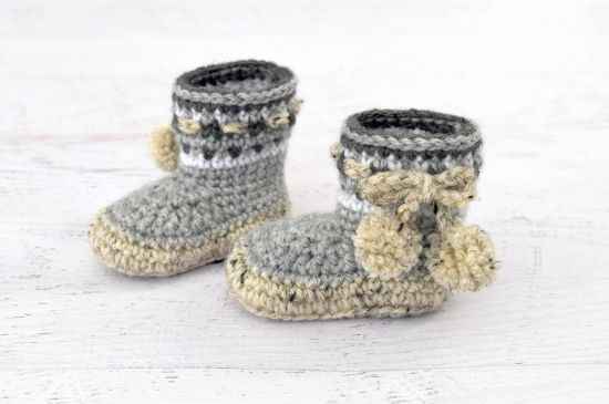 Picture of PDF PATTERN - Nordic Baby Boots - baby shoes crochet booties pattern Nordic boots instant download