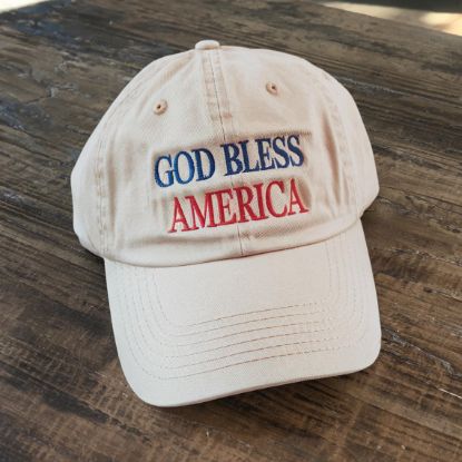 Picture of Embroidered God Bless America Vintage Washed Hat, God Bless America Hat, Patriotic Hat, 4th Of July Hat