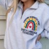 Picture of Embroidered SLP Quarter zip Sweatshirt, Everyone Deserves A Voice, Speech Language Pathologist Pullover, Slpa SLP Gift for Speech Teacher