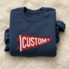 Picture of Embroidered Custom Pennant Sweatshirt, Vintage College Flag Crewneck, Personalized High School College Hoodie, Game Day, Friend Gift