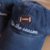 Picture of Embroidered Football Season Vintage Washed Hat, Ti the Season Cap, Football Season Cap, Game Day Football Hat, Football Gift, Football Mom