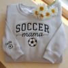 Picture of Embroidered Personalize Soccer Mom Kids Name On Sleeve Sweatshirt, Mom Soccer Sweater, Soccer Mama Shirt, Gift for Soccer Mom, Soccer Season