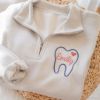 Picture of Embroidered Dental Hygienist Quarter Zip Pullover, Personalized Dental Assistant Gift, Customized Orthodontist Shirt, Dental Office Wear