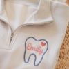 Picture of Embroidered Dental Hygienist Quarter Zip Pullover, Personalized Dental Assistant Gift, Customized Orthodontist Shirt, Dental Office Wear