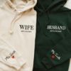 Picture of Embroidered Personalized Couple Mr and Mrs Hoodie, Matching Husband & Wife Shirt, New Wife Sweatshirt, New Couples Gift, Bridal Shower Gift