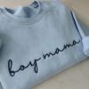 Picture of Embroidered Custom Mom Minimalist Sweatshirt, Mom Of Boy with kid name on sleeve Shirt, Hospital Gift Custom Mom, Christmas Gift For Mom
