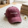 Picture of Custom I'm Single Embroidered Baseball Cap For Men And Women, Adjustable Vintage Washed Cotton Dad Hat With Funny Dating Message Cap Washed