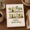 Picture of Personalized Garden's Diary Notebook, Garden Plants Hand Embroidered Notebook, Handmade Fabric Cover Notebook, Plant Lover Gardening Mom