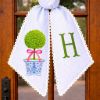 Picture of Willow Topiary Embroidery Sash Wreath Door, Chinoiserie Willow Tree Embroidery Embroidery Sash, Tree Decor Home Embroidered Personalized