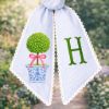 Picture of Willow Topiary Embroidery Sash Wreath Door, Chinoiserie Willow Tree Embroidery Embroidery Sash, Tree Decor Home Embroidered Personalized