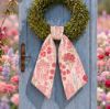 Picture of Summer Floral Wreath Sash, Embroidered Flower Door Bow, Personalized Monogram Sash, Front Door Decor, Cottage Garden Home Gift Sash