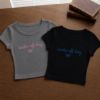 Picture of Teacher Off Duty Embroidered Baby Tee Tank Top, Funny Teacher Summer Shirt, Teacher Vacation Crop Top, Cute Teacher Gift Tee, Women Tank Top