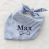 Picture of Personalized Embroidered Pet Bandana, Custom Dog Bandana with Name, Seersucker Puppy Scarf, Cute Dog Accessories, Pet Gift Idea ,Dog Bandana