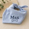 Picture of Personalized Embroidered Pet Bandana, Custom Dog Bandana with Name, Seersucker Puppy Scarf, Cute Dog Accessories, Pet Gift Idea ,Dog Bandana