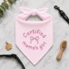 Picture of Certified Mama’s Girl Pet Bandana, Personalized Pink Striped Dog Bandana, Embroidered Puppy Scarf, Cute Girly Dog Accessories, Pet Gift Idea