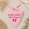 Picture of Embroidered Pregnancy Announcement Dog Bandana, Guess What Mom’s Pregnant Pet Scarf, Baby Reveal Puppy Bandana Gift Dog Cat Bandana