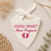 Picture of Embroidered Pregnancy Announcement Dog Bandana, Guess What Mom’s Pregnant Pet Scarf, Baby Reveal Puppy Bandana Gift Dog Cat Bandana