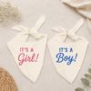 Picture of Embroidered Gender Reveal Dog Bandana, It’s A Girl It’s A Boy Pet Bandana, Baby Announcement Dog Scarf, Puppy Reveal Gift, Dog Cat Bandana