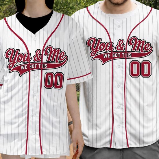Picture of Personalized You And Me Baseball Jersey, Custom Couple Matching Shirt, Name Number Baseball Outfit, Romantic Gift for Couples