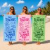 Picture of Personalized Tired Teachers Summer Club Towel, Custom Teacher Beach Towel, Custom Beach Towel for Women, Teacher Beach Towel Gift, Girl Trip