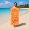 Picture of Personalized Tired Teachers Summer Club Towel, Custom Teacher Beach Towel, Custom Beach Towel for Women, Teacher Beach Towel Gift, Girl Trip