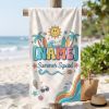 Picture of Personalized Kids Summer Beach Towel, Custom Name Beach Towel for Kids, Summer Squad Pool Towel, Cute Surf Beach Gift, Retro Beach Towel