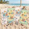 Picture of Personalized Kids Summer Beach Towel, Custom Name Beach Towel for Kids, Summer Squad Pool Towel, Cute Surf Beach Gift, Retro Beach Towel
