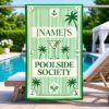 Picture of Personalized Poolside Society Beach Towel, Custom Name Coastal Pool Towel, Old Money Summer Beach Towel, Luxury Vacation Beach Towel Gift