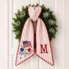 Picture of Personalized Patriotic Wreath Sash for Front Door, America 1776 Embroidered Bow, Personalized Monogram Door Decor July 4th Porch Bow