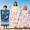 Picture of Personalized Kids Beach Towel, Ocean Sea Animal Towel for Boys Girls, Dolphin Whale Beach Towel, Custom Name Summer Pool Towel, Pool Towel