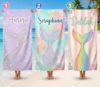 Picture of Personalized Mermaid Beach Towel for Girls, Custom Name Kids Beach Towel, Pastel Mermaid Tail Pool Towel, Summer Vacation Gift, Mermaid Girl