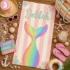 Picture of Personalized Mermaid Beach Towel for Girls, Custom Name Kids Beach Towel, Pastel Mermaid Tail Pool Towel, Summer Vacation Gift, Mermaid Girl